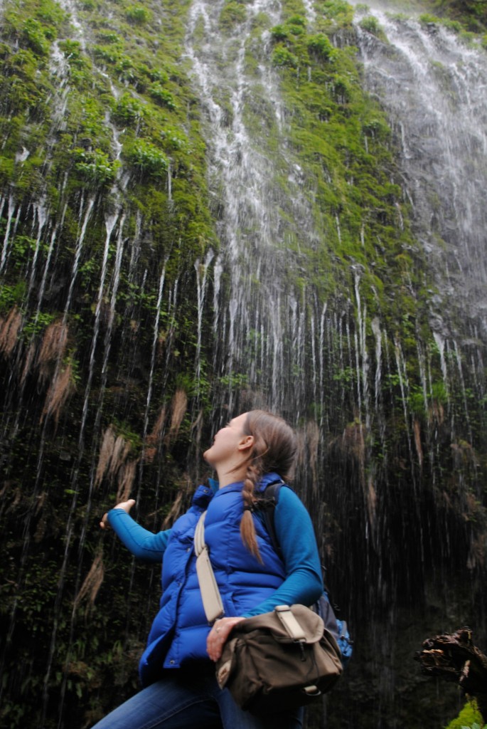 Oregon waterfall and Jessica